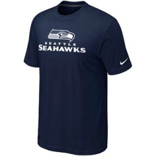 Nike Seattle Seahawks Authentic Logo T Shirt   Navy Blue