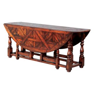 Gateleg Parquet Top Drop Leaf Dining Table   Dining Tables