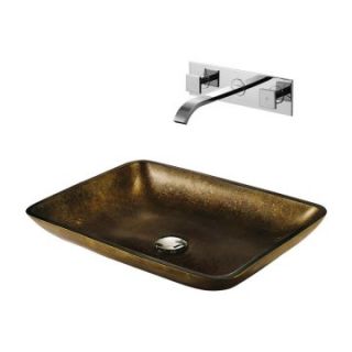 VIGO VGT112 Rectangular Copper Vessel Sink and Wall Mount Faucet Set   Bathroom Sinks