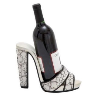 Woodland Imports Black & White Swirl Print Strappy Shoe Wine Holder   Wine Racks