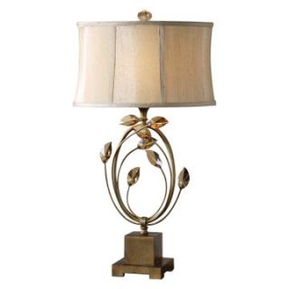 Uttermost 26337 1 Alenya Table Lamp   16W in. Burnished Gold and Golden Teak Crystal Leaves   Table Lamps