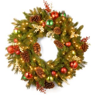 30 in. Decorative Collection Home For the Holidays Pre Lit Christmas Wreath   Christmas Wreaths