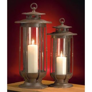 Glass Hurricane Lanterns Set of 2 Large and Small   Candle Holders