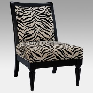 Powell Metro Black Accent Chair with White/Onyx Tiger Striped Fabric   Upholstered Club Chairs