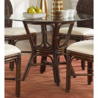 Hospitality Rattan Key West Indoor Rattan & Wicker 42 in. Round Dining Table with Beveled Glass   Antique   Wicker Furniture