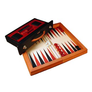 Wood Attache Red & Black Backgammon Set   Backgammon Sets
