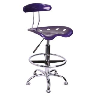 Vibrant Drafting Stool with Tractor Seat   Violet and Chrome   Drafting Chairs & Stools
