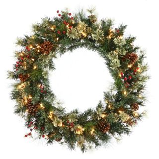 Nisswa Berry Pine Pre Lit Wreath   Christmas Wreaths