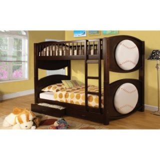Furniture of America Baseball Twin over Twin Bunk Bed with Storage Drawers   Bunk Beds