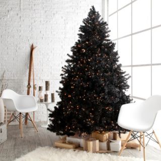 Classic Black Full Pre lit Christmas Tree   7.5 ft.   Clear   Artificial Christmas Trees