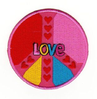 Aufn�her B�gelbild Iron on Patches Applikation Herz Peace Love Pink Garten