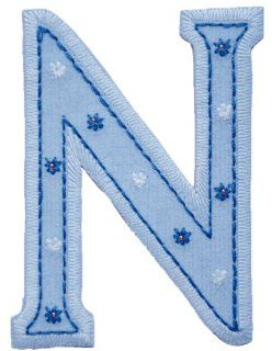 TrickyBoo N Baby Blue 4 5cm   letters wall block letters for nursery letters for walls nursery embroidered iron on letters nursery embroidered iron on letters for nursery Küche & Haushalt