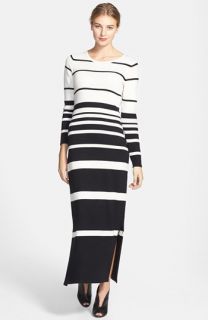 Press Stripe Sweater Knit Maxi Dress