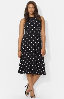 Lauren Ralph Lauren Polka Dot Jersey Fit & Flare Dress