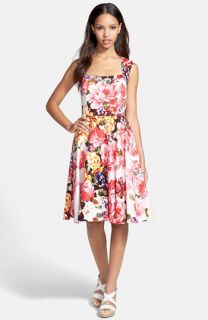 Maggy London Floral Print Cotton Sateen Fit & Flare Dress
