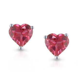 Miadora 14k White Gold Pink Tourmaline Heart Earrings Miadora Gemstone Earrings