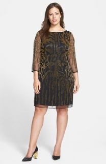 Pisarro Nights Beaded Mesh Dress (Plus Size)