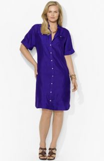 Lauren Ralph Lauren Textured Silk Shirtdress (Plus Size)