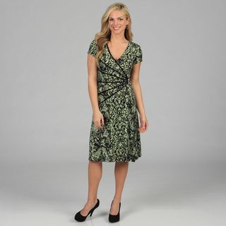 Connected Apparel Women's Floral Print Cap Sleeve Dress Casual Dresses