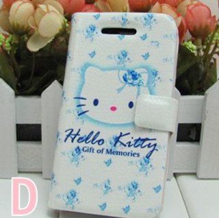 Trendy and Creative Leather iPhone Case with Hello Kitty Print (iPhone 4 or 4s)   Blue Cell Phones & Accessories