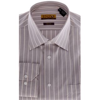 Men's Taupe Striped Cotton Dress Shirt Dress Shirts