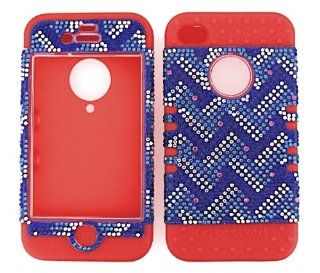 3 IN 1 HYBRID SILICONE COVER FOR APPLE IPHONE 4 4S HARD CASE SOFT RED RUBBER SKIN WEAVE RD FD191 KOOL KASE ROCKER CELL PHONE ACCESSORY EXCLUSIVE BY MANDMWIRELESS Cell Phones & Accessories