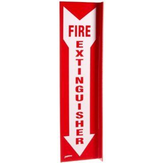Brady SP184L 18" Height, 4 1/2" Width, Acrylic, Red On White Color Tall "L" Sign, Legend "Fire Extinguisher (With Picto)" Industrial Warning Signs