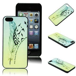 Voberry Hipster Feather Quote Fly Ombre Birds Plastic Case Cover for Apple iPhone 5 5S Cell Phones & Accessories