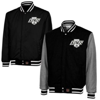 Los Angeles Kings Reversible Button Up Varsity Jacket   Black