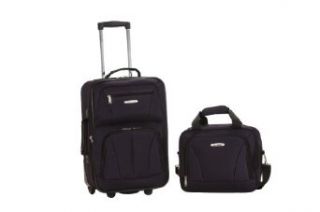 Rockland Luggage 2 Piece Printed Luggage Set, Black, Medium Clothing