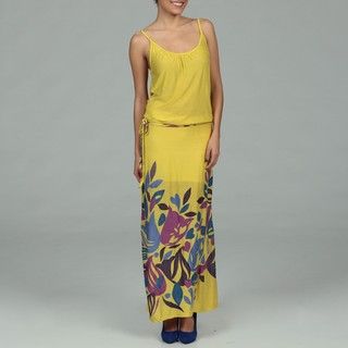 Angie Junior's Yellow Floral Print Maxi Dress Angie Juniors' Dresses