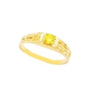 14K Gold Baby Infant  Birthstone Ring Size 0   November Simulated Citrine Jewelry