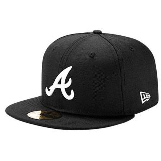 New Era MLB 59Fifty Black & White Basic Cap   Mens   Baseball   Accessories   Atlanta Braves   Black/White