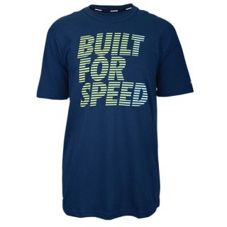 Nike Dri FIT Cotton Graphic Running T Shirt   Mens   Running   Clothing   Brave Blue/Reflective Silver