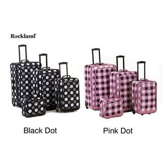 Rockland Deluxe Polka Dot 4 piece Expandable Luggage Set Rockland Four piece Sets
