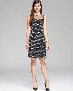 Adrianna Papell Polka Dot Fit and Flare Dress   Sleeveless Illusion Neck's