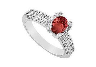 Unique Jewelry UBK253W14DR Ruby and Diamond Ring  14K White Gold   1.50 CT TGW  Size 7 Unique Jewelry Jewelry