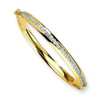 14K Yellow Gold IJ Diamond Baby Bangle Bracelet  