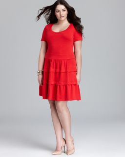 Melissa Masse Plus Short Sleeve Dress with Tiered Skirt's