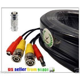 WennoW 165FT Black BNC Male & Power Cable for Qsee Indoor or Outdoor CCTV security camera with BNC male to male Adapter Extend your CCTV cable for Model "QC444 411 QS464 211 QT428 818 QS206 811 QT536 842 2 QT428 440 QT526 1238 QT2124 1348 1 QT426 