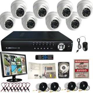 Evertech 8CH H.264 VIDEO COMPRESSION REAL TIME DVR CCTV Surveillance System with 8 Dome 700TVL Aptina Security Cameras 1TB HDD LCD Monitor  Complete Surveillance Systems  Camera & Photo