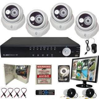 Evertech 4 Channel Surveillance Security H.264 Multi functional CCTV DVR Camera System with 4 Dome 700 TVL 2.8mm Lens CCD Cameras 2TB HDD LCD Monitor Camera & Photo