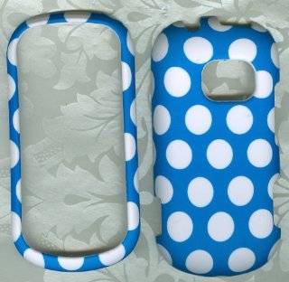 Lg Extravert Vn271 Verizon Snap on Hard Case Shell Cover Protector Faceplate Rubberized Wireless Cell Phone Accessory Blue Polka Dots Cell Phones & Accessories