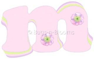 "m" Pink Purple Green Daisy Flower Alphabet Letter Name Wall Sticker   Decal Letters for Children's, Nursery & Baby's Room Decor, Baby Name Wall Letters, Girls Bedroom Wall Letter Decorations, Child's Names. Flowers Mural Walls De