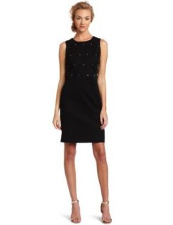Calvin Klein Women's Petite Studded Sheath Dress, Black, 2P
