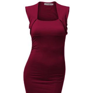 Doublju Square Neck Line Bodycon Stretchy Dress Clothing