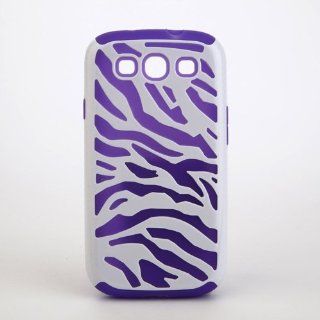 Ruichen Purple Zebra Stripes Design dual Layer Rubber Skin Cover Case For Samsung Galaxy S 3 III S3 I9300 Cell Phones & Accessories