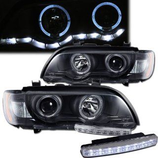 00 03 Bmw X5 E53 Dual Halo Projector Headlights + 8 Led Fog Bumper Light Automotive