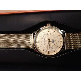 Stuhrling Original Men's 345M.333331 Classic Ascot Jupiter Swiss Quartz Day and Date Gold Tone Mesh Watch Watches