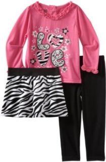 Young Hearts Girls 2 6X 3 Piece Love Legging And Skirt Set, Dark Pink, 5 Clothing